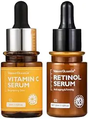 Retinol Anti Aging Serum And Vitamin C Serum Set,Wake up your skin with Vitamin C Serum for Morning, Moisturises Tightens Softens Fights Wrinkles With Retinol Serum for Night
