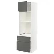 METOD / MAXIMERA high cab f oven/micro w dr/2 drwrs, white/Voxtorp dark grey, 60x60x200 cm