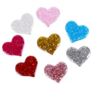 8 pcs Resin Cabochons Glitter Decor Heart Shaped Flatbacks Crafts 31x36mm