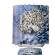 Young Explorers Snow Forest White Leopards Shower Curtain