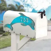 Dolphin Coastal Wooden House Number Sign by G. DeBrekht | Coastal Sea-Life Décor