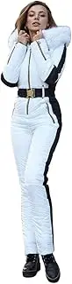 [Yousify] Womens Winter Onesies Ski Jumpsuits Outdoor Sports Waterproof Snowsuit Clothes Suits Removable Fur Collar Coat Jumpsuit, 13-white, X-Large