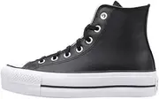 [Converse] Women's Chuck Taylor All Star Leopard Platform High Top Sneakers, Black/Black/White, 12