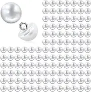 [NEETUE] 120 pcs 10mm White Plastic Round Pearl Buttons, Wedding Dress, Skirts, Gloves, Sweaters, Shirts, Hats, Scarves, Crafts