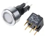 Apem ILLUMINATED PUSH BUTTON SWITCH 6A Latching DPDT IP65, LED 12V Blank RED