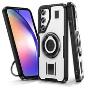 ZUSLAB Galaxy a55 Case Magnetic Ring Stand Shockproof Protective Cover for Samsung (2024) - White