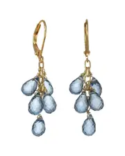 Rachel Reinhardt 14K Plated London Blue Quartz Briolette Earrings
