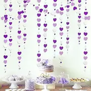 Party Decorations Purple White Birthday Wedding Baby Bridal Party Decorations Paper Circle Love Garland Lavender Hanging Paper Polka Leaf Streamer (Color : Purple White Heart)