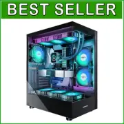 High-Performance ARGB Mid Tower PC Case with Dual Tempered Glass Panels