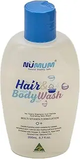 NuMum Baby Hair and Body Wash 200ml Tear free soap babywash bath natural shampoo and conditioner with vitamin e pH balanced Silicone Free Colorant Free Gluten Free newborn baby gifts Australian Made