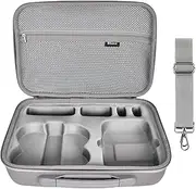 Dokeno Carrying Bag for dji Neo, Portable Storage Case for Drone dji Neo Fly More Combo and Accessories, PU Travel Bag with Strap for Drone, Remote Control, Batteries and Cables, grey, Travel Bag