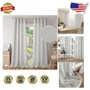 Elegant High Ceiling 120-Inch Curtains - Light Filter Burlap Texture Drapes