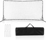 Costway 375cm x185cm Soccer Rebounder Net, Soccer Equipment Set with All Weather Net, Carrying Bag & 6 Ground Stakes, Football Training for Playground, Backyard, Park, Easy Setup