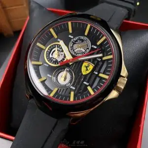 星晴錶業 FERRARI法拉利手錶編號:FE00047 黑色錶盤黑金色錶殼石英機芯三眼,鏤空,中三針顯示,運動 商品都是正貨的，追蹤享優惠