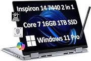 Dell Inspiron 14 7440 2-in-1 Business Laptop (14" FHD+ Touchscreen, Intel Core 7 150U(> i7-1355U), 16GB RAM, 1TB SSD) Backlit KB, FP Reader, FHD Webcam, IST Active Pen, Win 11 Pro w/AI Copilot, Blue