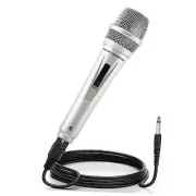 Dynamic Karaoke Microphone for Singing, Silver Handheld Mobile Microphone