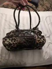 Melrose Leopard Print Faux Leather Top Zip Should Bag NWT READ