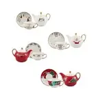 Tea Pot with Tea Cup and Saucer Coffee Cup Set for Birthday Wedding Latte