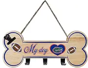 NCAA Florida Gators Key Hanger Bone Shape Sign with Hooks, Rope and Clip. Sporty Entrance Door/Fence Sign to Hang Keys, Hang Hats, Hang Leash/Collar. College Fan Waterproof Home/Yard Decor
