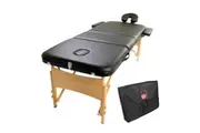 Wooden Portable Massage Table Bed 3 Fold 70cm BLACK