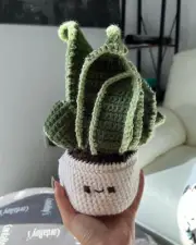 Hand crocheted snake plant plushie home decor