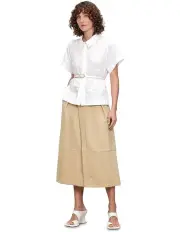 [Veronika Maine] Grainy Twill Midi Skirt in Camel
