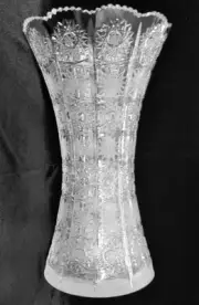 Bohemian Czech Crystal 12" Tall Vase Hand Cut Queen Lace 24% Lead Crystal