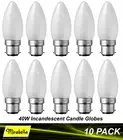 10 x 40W Pearl B22 Candle Shaped Light Globes Bulbs Lamps Bayonet Incandescent