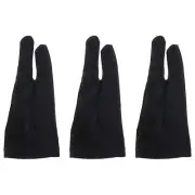 3pcs Artists Drawing Glove for Digital Drawing Tablet 6.5" x 3" Black