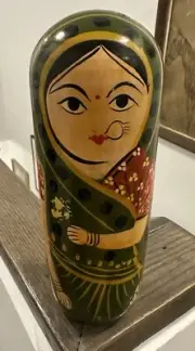 Hand-Crafted & painted Indian wooden Nesting Dolls/Woman Matryoshka Dolls