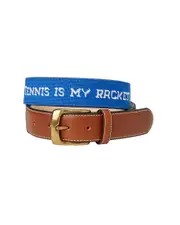 J.McLaughlin Tennis Leather Needlepoint Belt