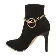 Women Gold Metal Chain Bracelet Shoe Bow Infinity Charm Street Day Wear Urban