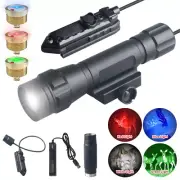 Red Blue Green White Light Torch RGBW Tactical LED Flashlight 20mm Rail Mount US
