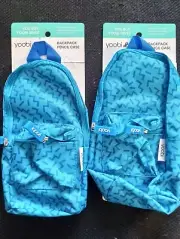 2X Pencil Case Backpack blue Striped pattern small holder Mini Backpack Style