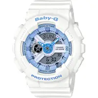 在飛比找誠品線上優惠-CASIO 卡西歐 Baby-G 粉嫩雙顯錶-藍x白 BA-