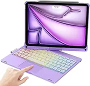 Keyboard Case for iPad Air 5th/4th Generation 10.9” and iPad Pro 11 inch 4th/3rd/2nd/1st Gen, Multi-Touch Trackpad, Rainbow Backlits, 360° Rotatable Keyboard Case with Pencil Holder, Purple