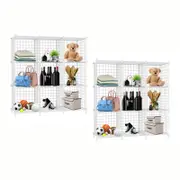SOGA 2X White 9-Cube Storage Shelf