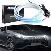 KaiDengZhe Car LED Hood Light Strip, 59 Inch 12V Flexible Waterproof Daytime Running Light, Universal Hood Starter Trim Hood Light Kit, Exterior LED Strip Light for Automotive SUV Truck, White, 1pcs