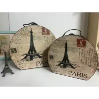 在飛比找蝦皮購物優惠-復古做舊圓形巴黎鐵塔收納箱-行李箱組