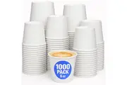 1000pcs 6oz Premium White Paper Coffee Takeaway Cups Bulk