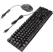 USB Keyboard Mouse Combo, 104 Keys Mechanical Feeling Floating Keycap Keyboard, Colorful Backlight Luminous Drainage Design Mouse Keyboard, for Desktop Computer PC