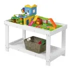 HONEY JOY Wooden Kids Block Table Children Activity Play Desk W/Storage White