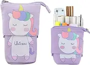 MAIHUO Unicorn Pencil Case, Cute Stand Up Pencil Case,Unicorn Pop Up Pencil Case,Telescopic Pen Holder, Girls Vertical Pencil Case,Pencil Case Zip, Pencil Case and Pencil Holder 2-in-1