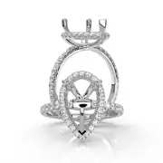 Halo Pave Pear Shape Semi Mount Diamond Engagement Proposed Ring 14k W Gold 1Ctw