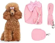 Cute Rhinestone Dog Harness Leash, Breathable Adjustable Pet Vest Traction Set Small Dogs Cats (M)