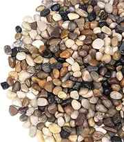 Pulovin 5 lbs Pebbles for Indoor Plants, Succulent, Bamboo, Vase, 3/8" Small Rocks Decorative Gravel, Highly Polished