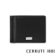 【Cerruti 1881】限量2折 義大利頂級小牛皮6卡式附鈔票夾短夾皮夾 5429M 全新專櫃展示品(黑色 贈送禮提袋)