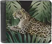 [LQPMNK] PU Leather Wallet, Leopard Palm Leaf Print Wallet with Multiple Slots Elegant Wallet Business Wallet Travel Wallet Bifold Wallet, style, One size, Minimalist, Style, One size, Minimalist