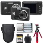Kodak Pixpro FZ45 Camera (Black) +Extra Battery +Tripod +Case -128GB Kit