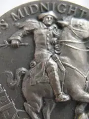 1-OZ.LONGINES.925 SILVER PAUL REVERE MIDNIGHT RIDE BRITISH ARE COMING COIN+GOLD